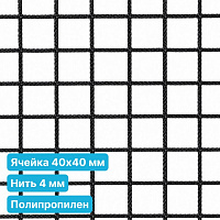 Антидроновая сетка 40х40 4 мм полипропилен черная безузловая